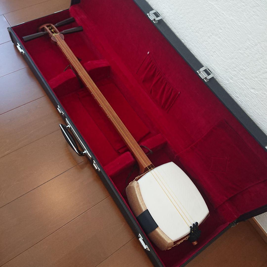 民謡三味線 花梨 東さわり 綾杉胴 津軽張り ケースあり