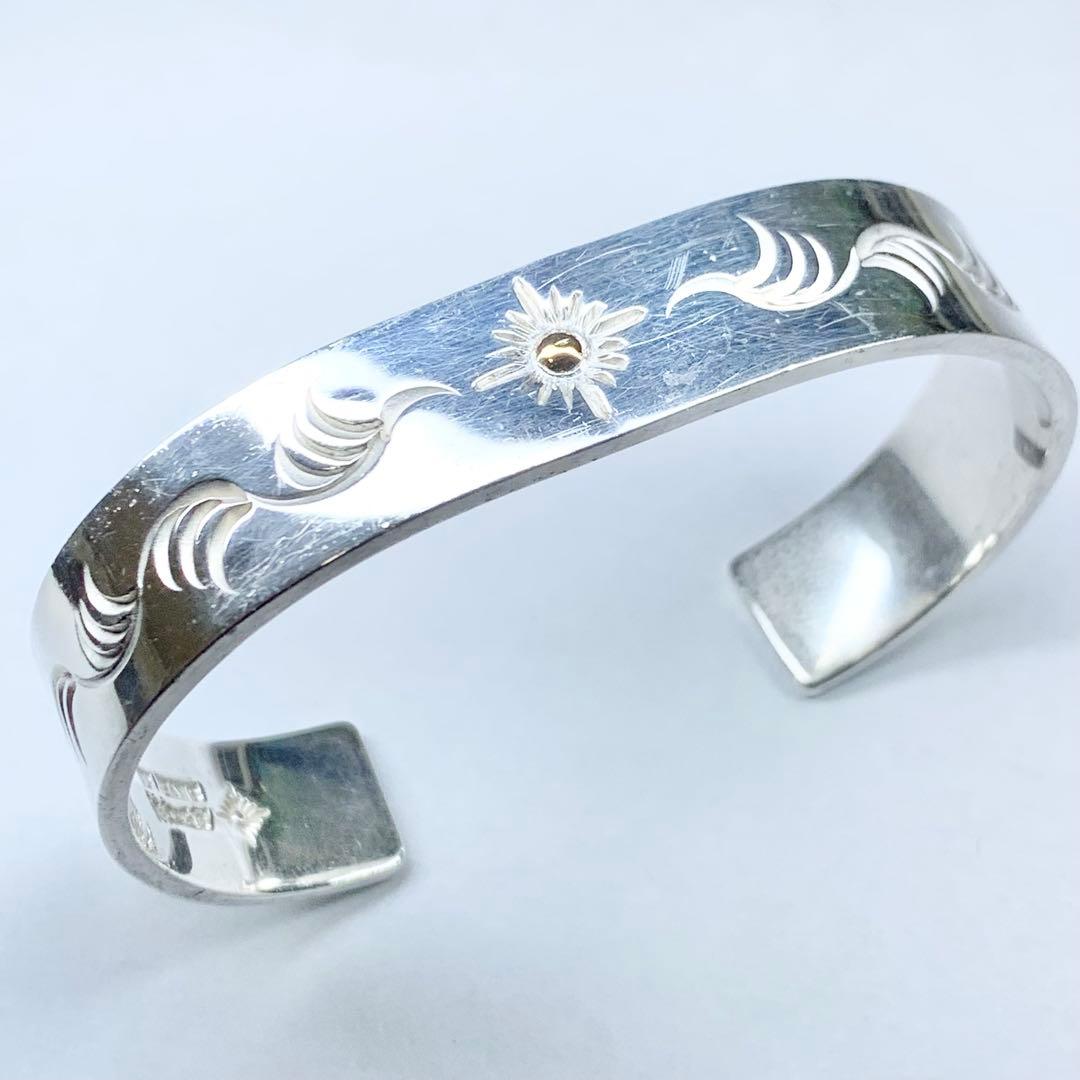 希少 アリゾナフリーダム ブレスレット 太陽神 唐草彫り K18 シルバー