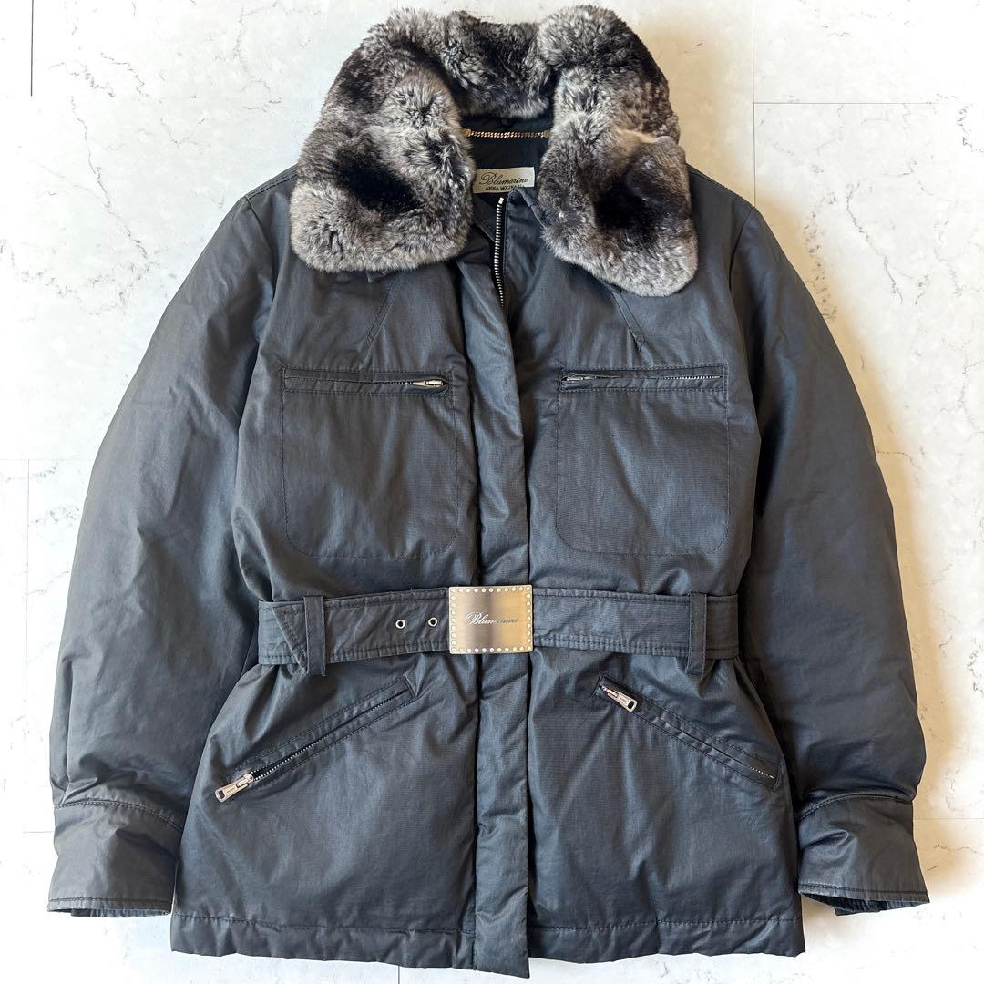 美品 ブルマリン ベルト付 コーティングコットン ショート ダウンジャケット
