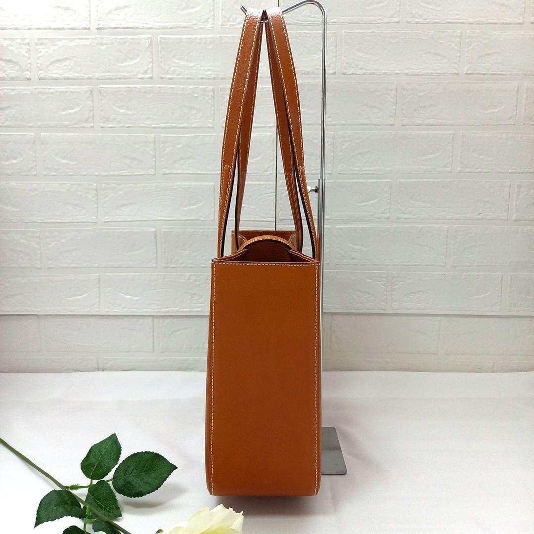 ☆極美品☆《銀座かねまつ》レザー トートバッグ キャメル シルバー