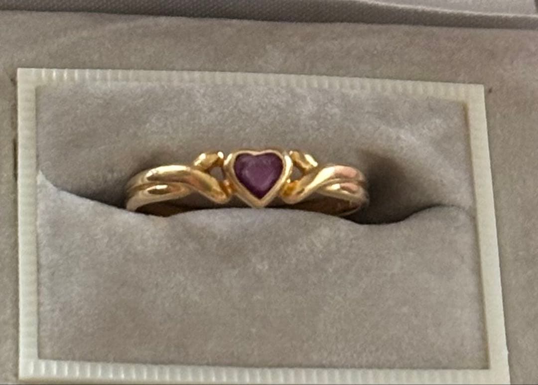 ハート型ルビーリング18k
