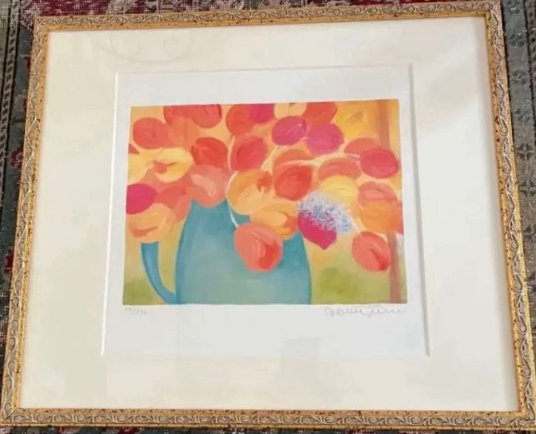 限定版画　47×55 ジニー・キム　ジクレー　サイン、ED、証明書　額入り　黄色