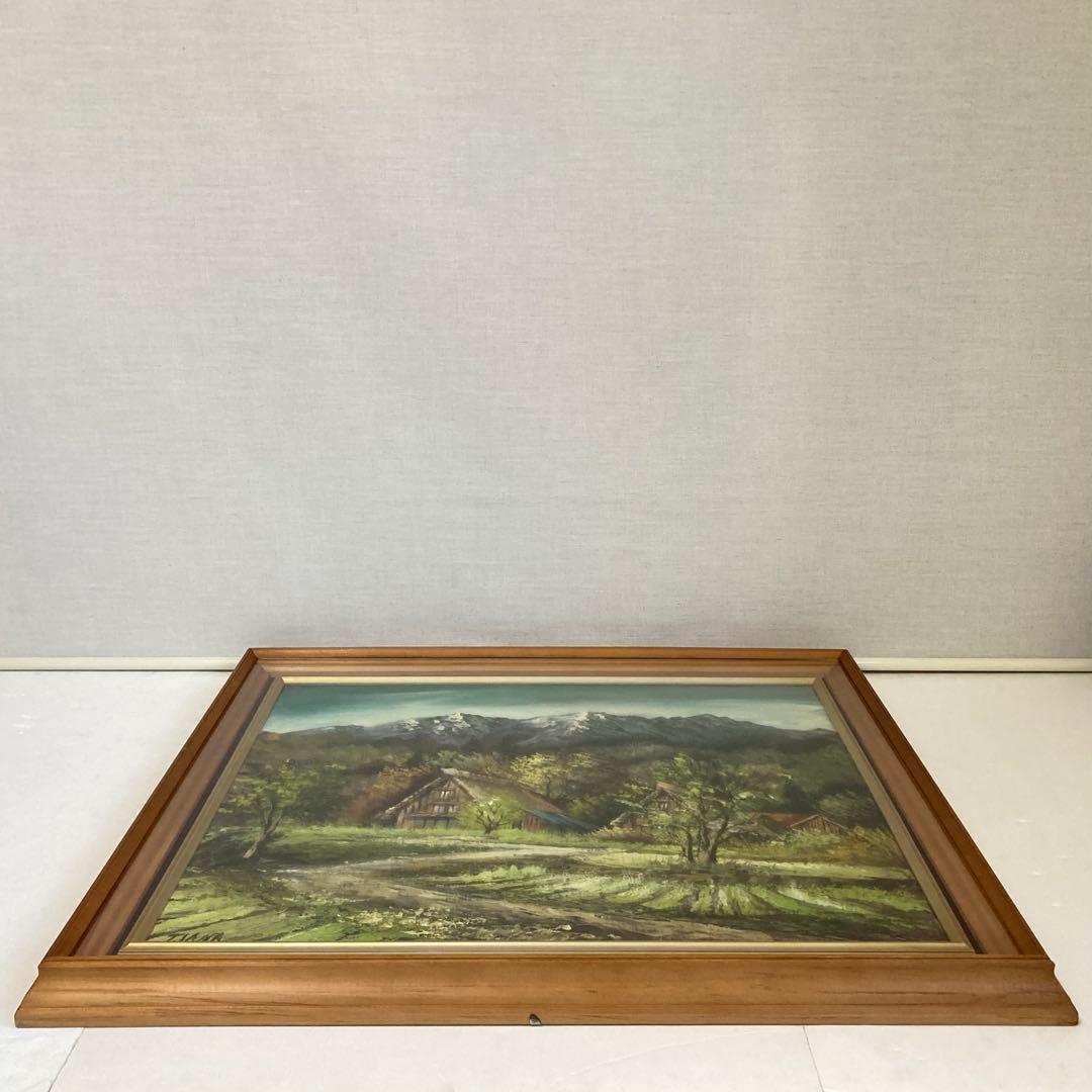 沢健 絵画 油絵 額 大型 風景 古民家 田舎 芸術 美術 和風 レトロ