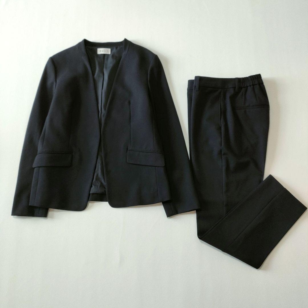 美品✨️PLSTウォームリザーブカラーレスジャケットパンツ スーツ 秋冬　洗濯可
