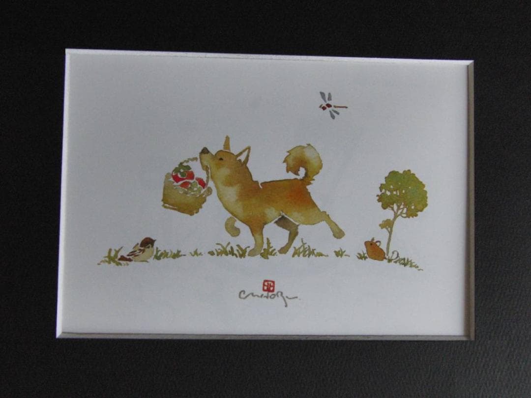 北田稔、【おつかい】、希少な額装用画集より、状態良好、新品額装付