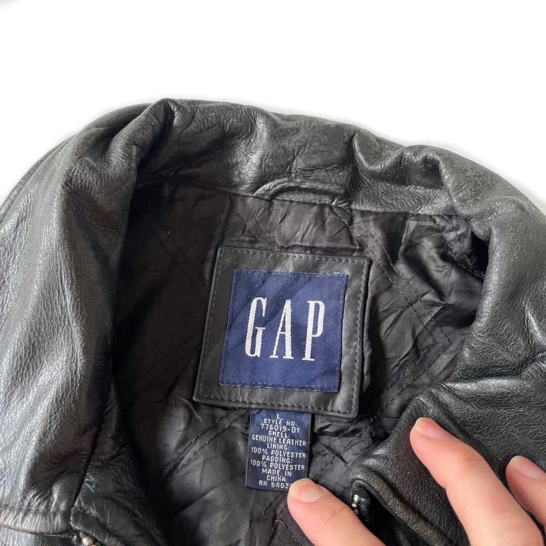 90s OLD GAP レザージャケット ブラック L 本革 オールドギャップ