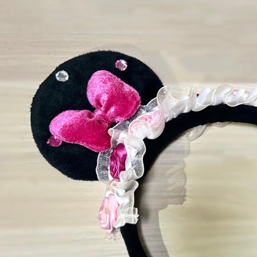 ディズニー カチューシャ 黒 ピンク 薔薇 JK レア 美品 - メルカリ