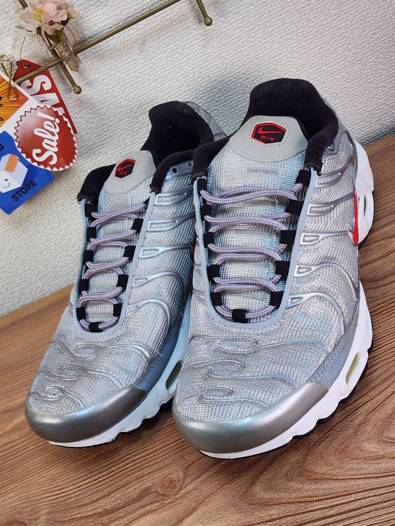 【希少カラー】NIKE エアマックスプラス 25.5cm 銀×赤 状態良好