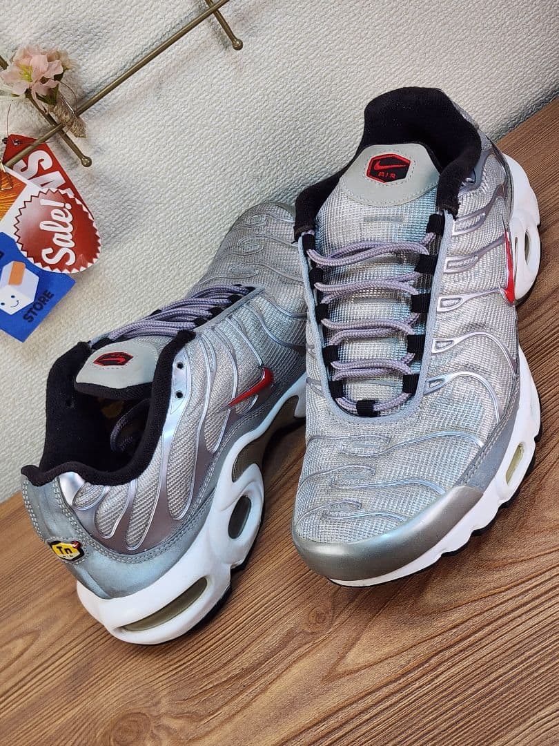 【希少カラー】NIKE エアマックスプラス 25.5cm 銀×赤 状態良好