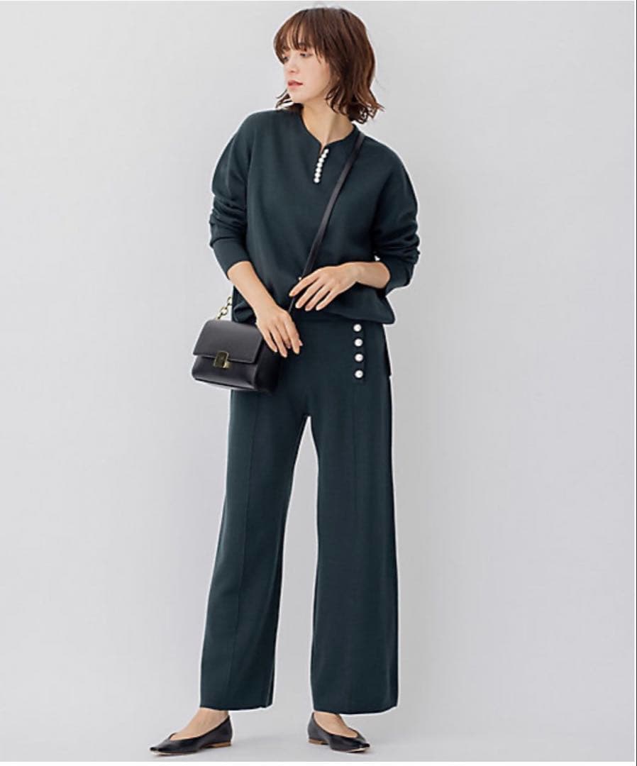 美品 23区 44 ウールブレンド ラインパール プルオーバー 2022年