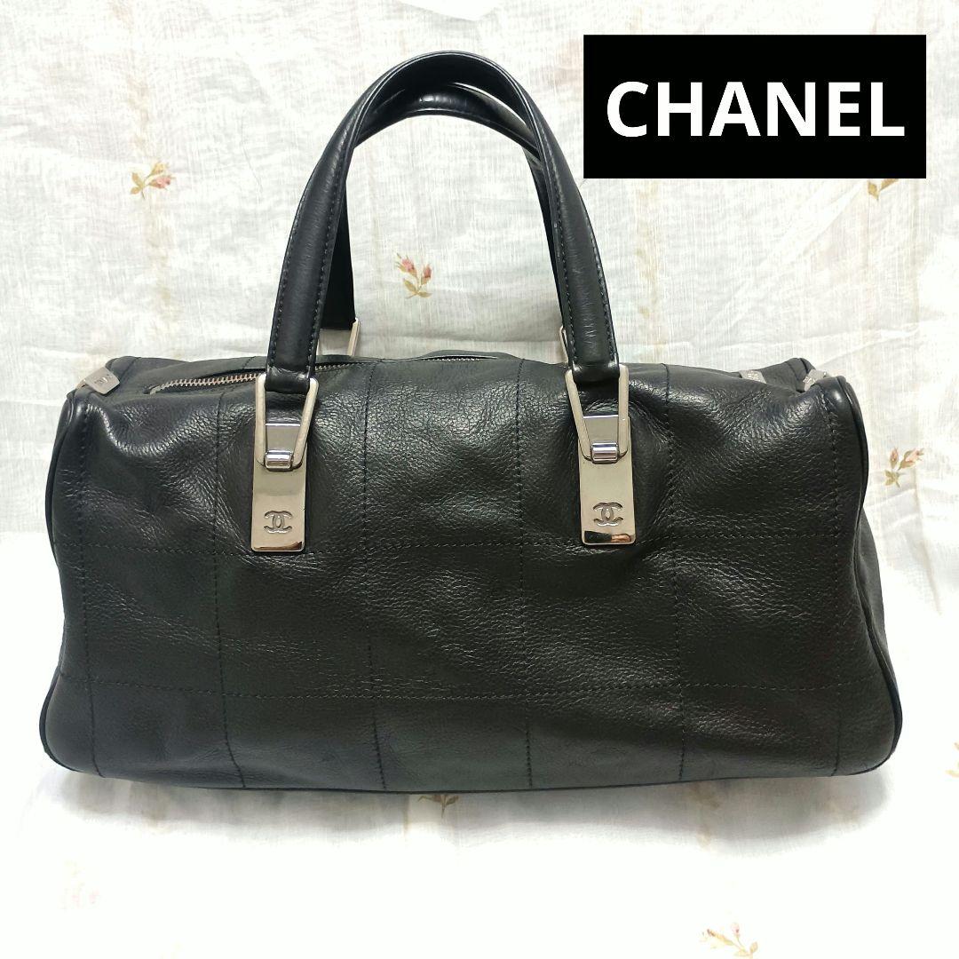 CHANEL シャネル ボストンバッグ✨️チョコバー✨️ブラックレザー✨️専用袋