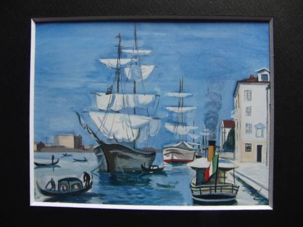 中西 利雄、ヴェニス、希少な額装用画集より、美品、新品額装付