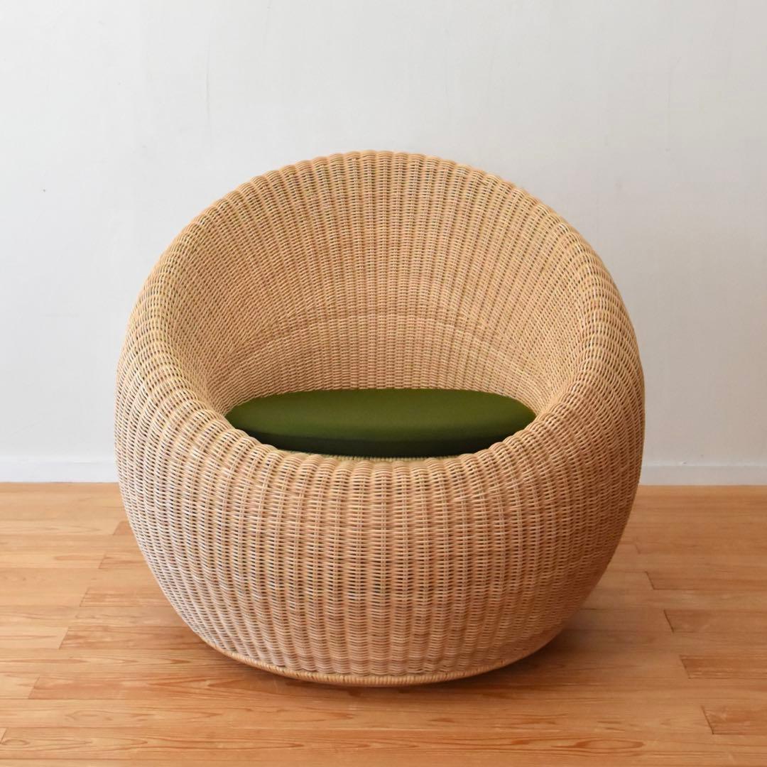 YMK長岡　剣持勇　ラウンジチェア　アームレスチェア　ラタン　籐