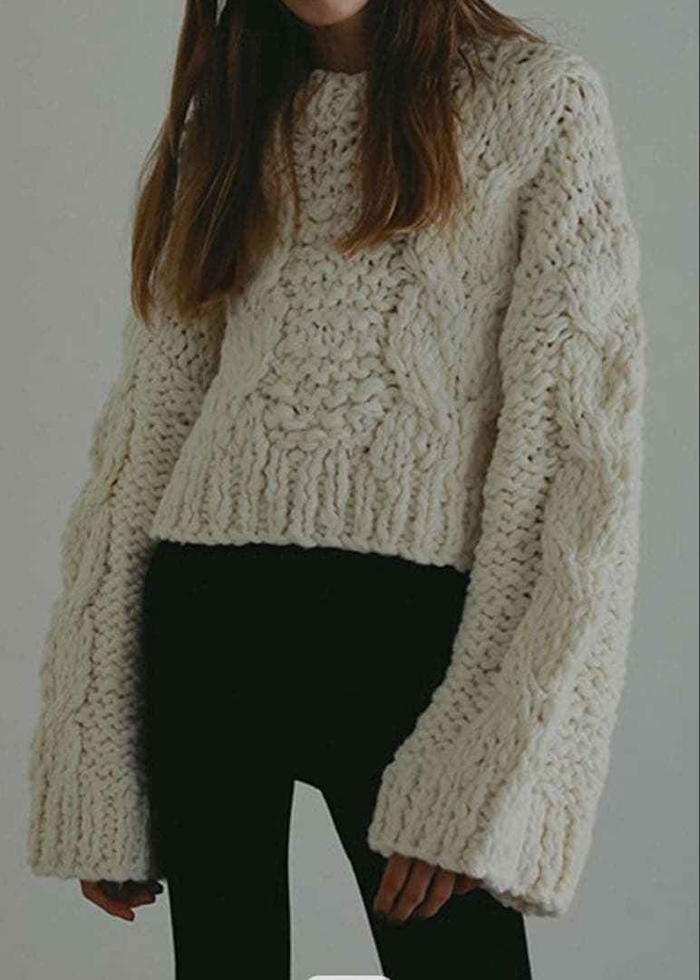 ETRE TOKYO ハンドニットケーブルプルオーバー WIITE