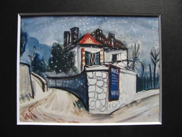 中西 利雄、ヴァンスの雪、希少な額装用画集より、美品、新品額装付