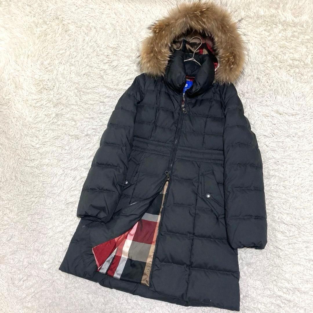 17159✨ブルーレーベルクレストブリッジ M ファー チェック ダウンコート 17159✨ブルーレーベルクレストブリッジ M ファー チェック ダウン