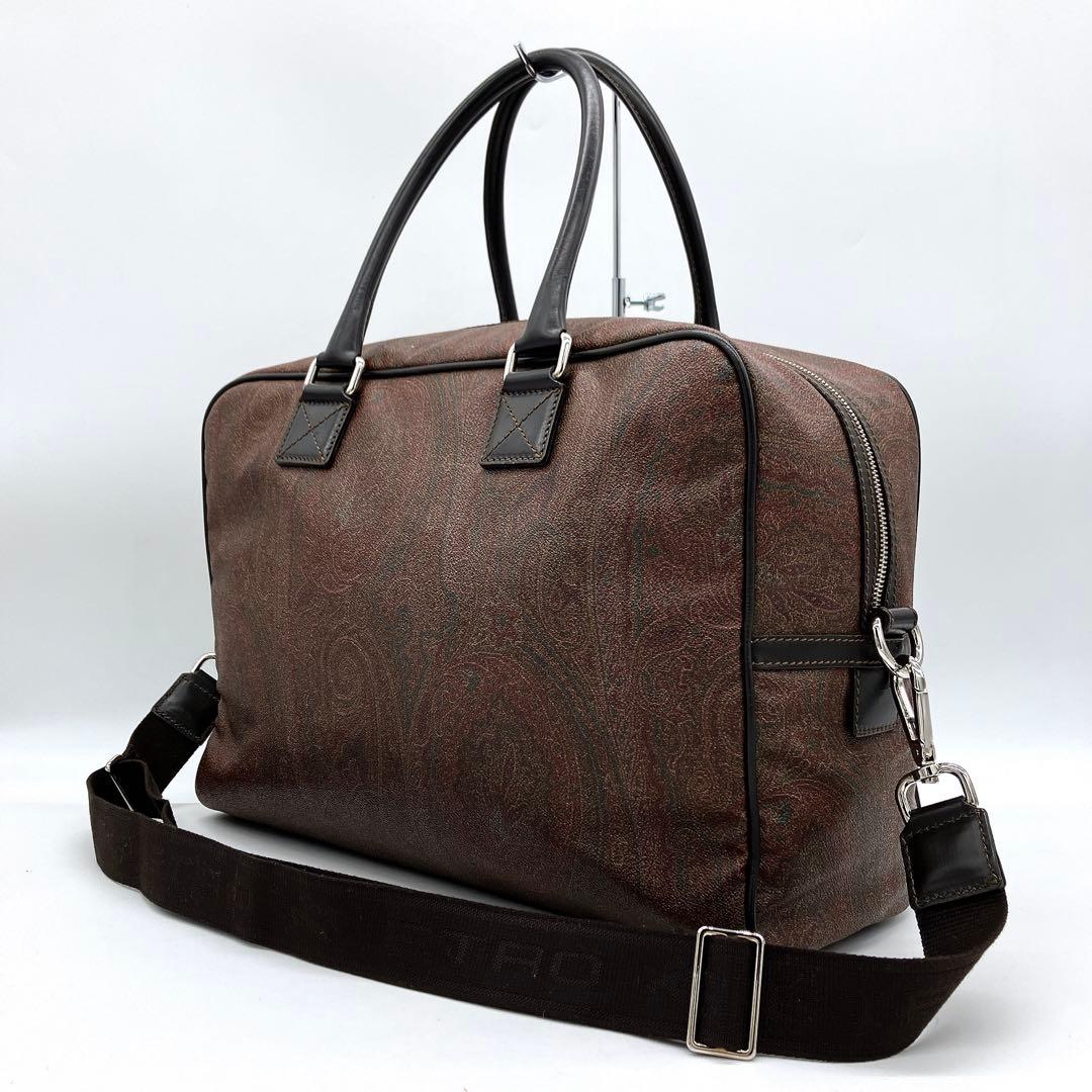 【ETRO】2wayバッグ　ボストンバッグ　ペイズリー柄　PVC ブラウン系