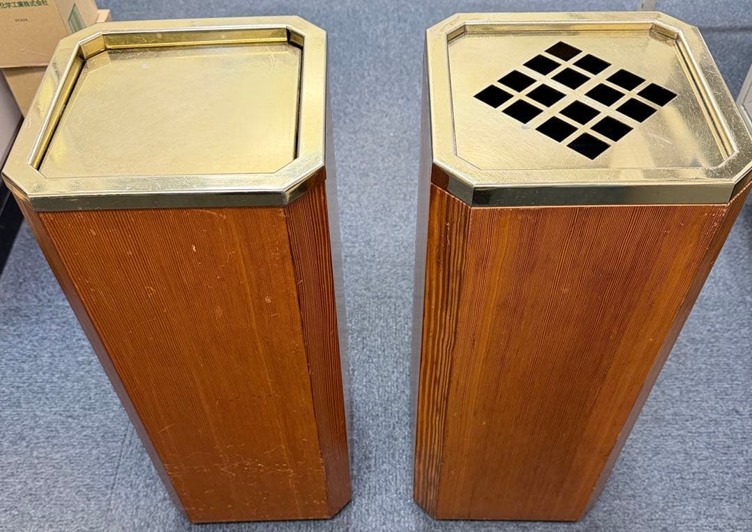 ホテル　旅館　木製灰皿&木製ゴミ箱 スタンドタイプ ゴミ箱 おしゃれ 高さ30cm 日本製 Bosk バスク 木製 木目調