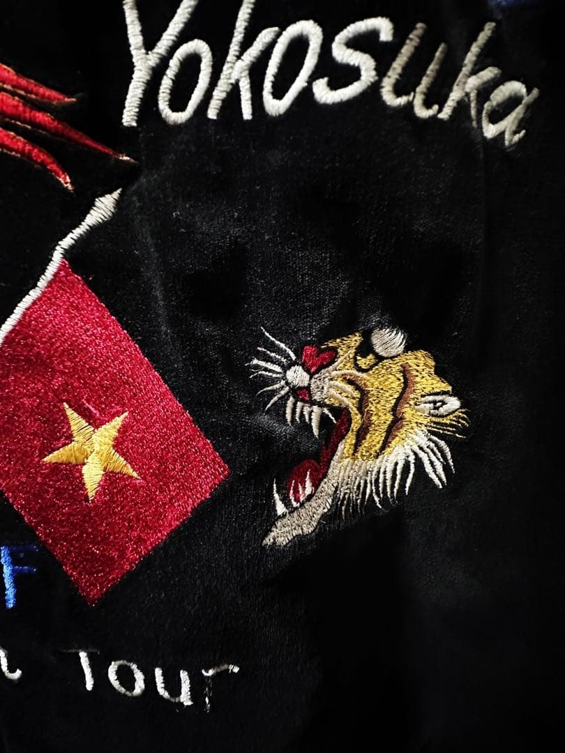 希少 別珍 ベロア スカジャン 虎 鷹 龍 レッドデビル USAF Lサイズ