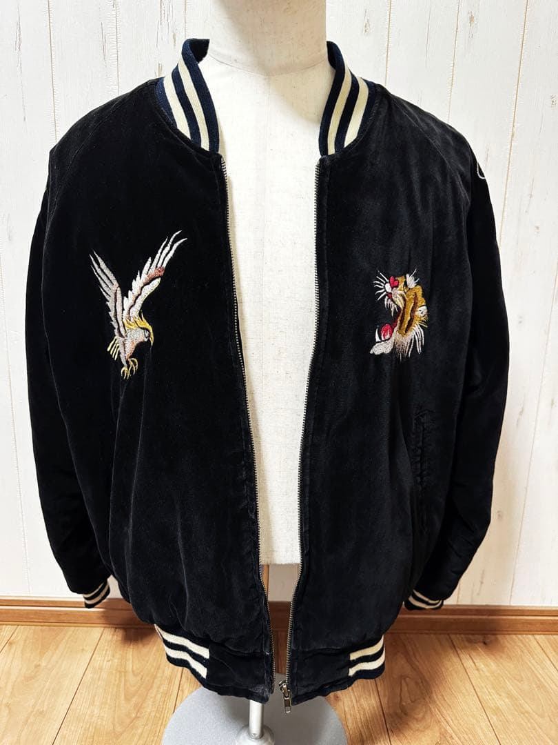 希少 別珍 ベロア スカジャン 虎 鷹 龍 レッドデビル USAF Lサイズ