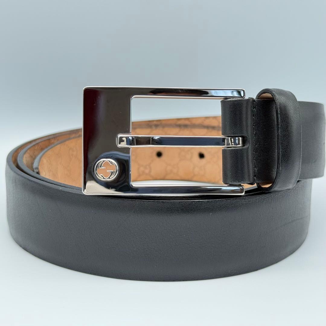 ✨良品✨GUCCI ベルト シマ GG柄 純正革 メンズ ロゴバックル ビジネス