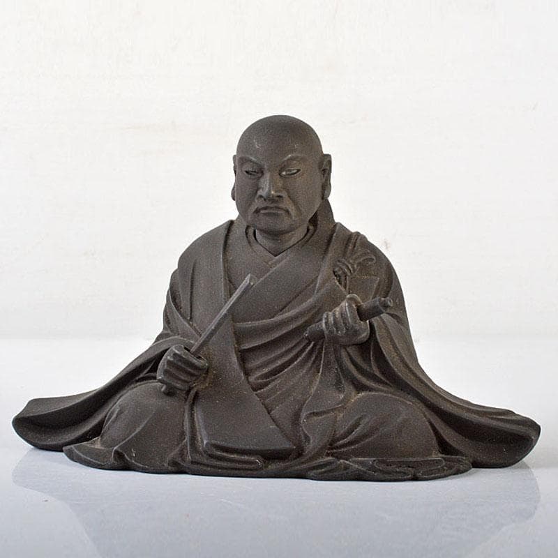 仏教美術　木彫　玉眼入　禅僧像　僧侶像　置物　D　R6475