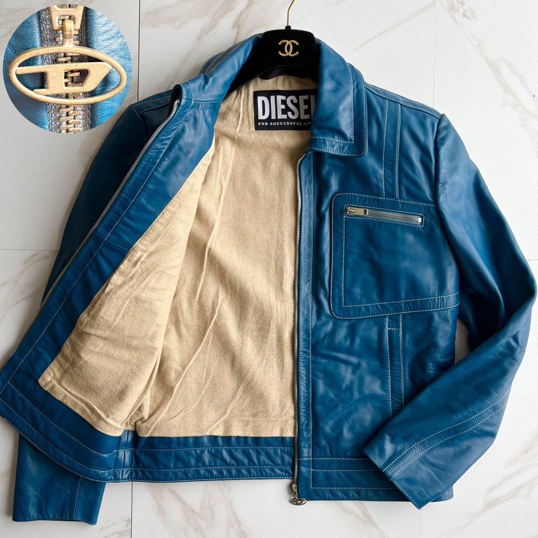 希少カラー◆美品 ディーゼル シングル ライダース レザー ジャケット M 2026年最新】Yahoo!オークション -ディーゼルライダースジャケットの