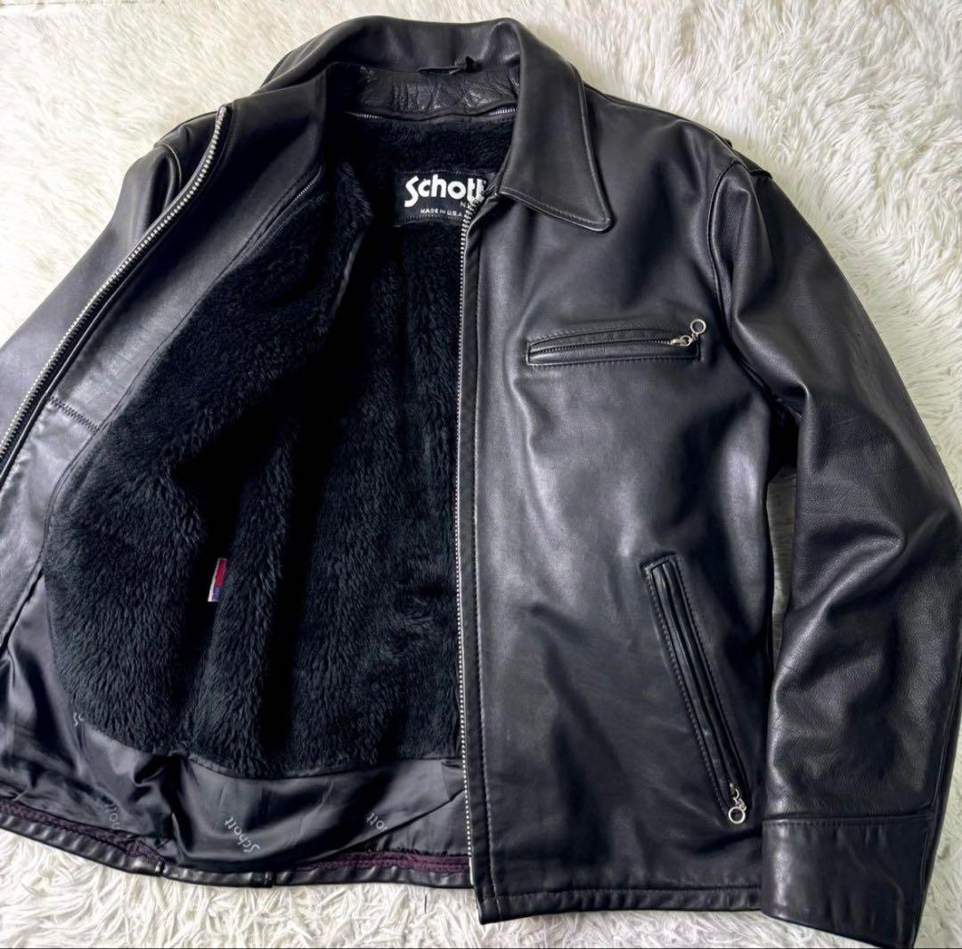 美品/希少✨schott トラッカージャケット　ライダース　ブラック　本革　38 Schott N.Y.C（ショット） 革ジャン ライダース Schott/ショット