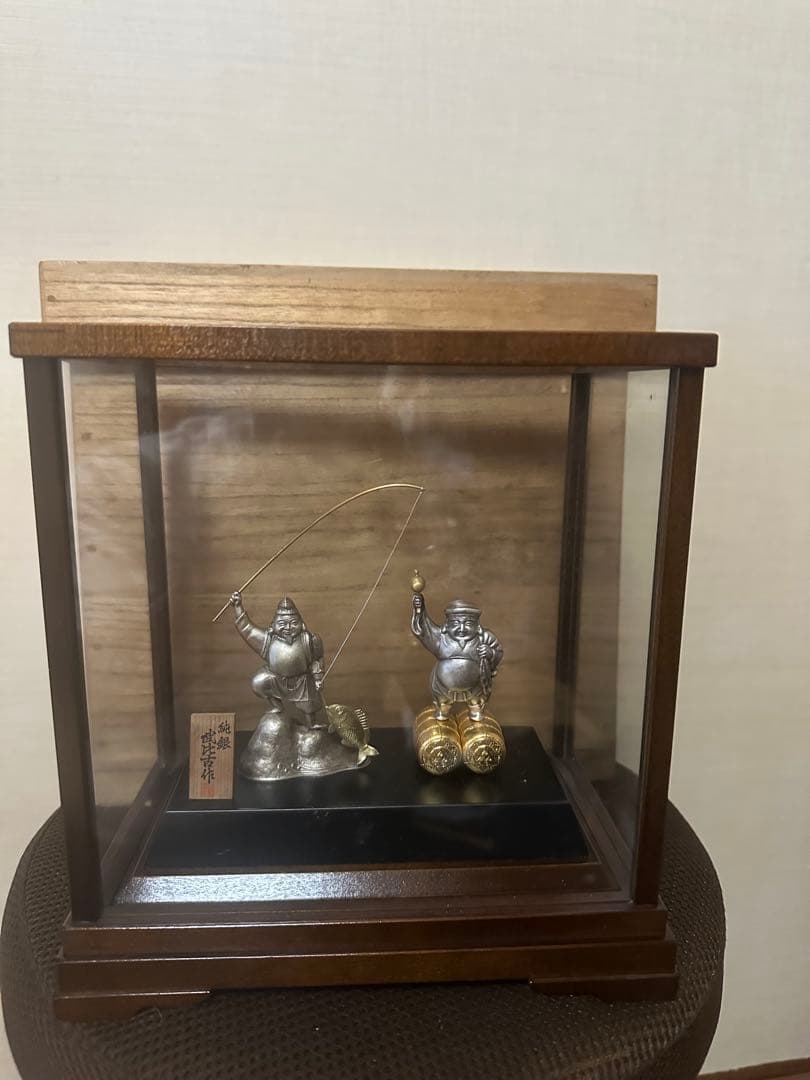 純銀製　恵比寿　大黒天 置物　ケース付 縁起物