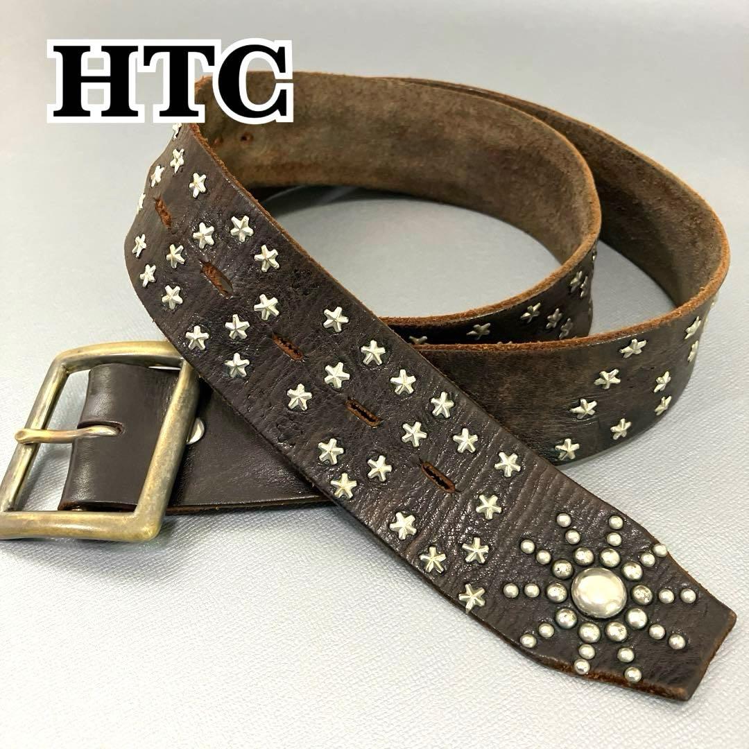 極希少✨　HTC　レザーベルト　スタースタッズ　34インチ　ヴィンテージ HTC】studs belt “34インチ” | BAKU STORE