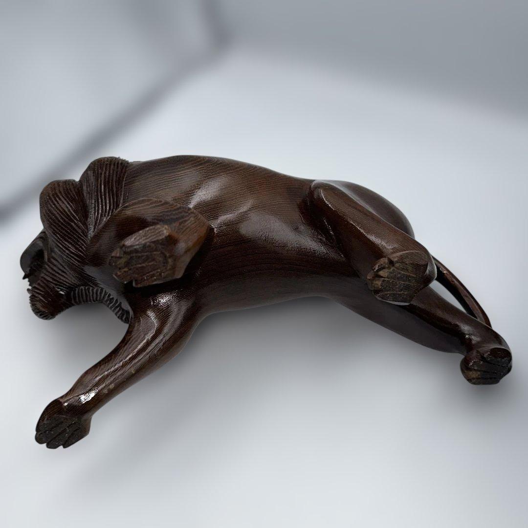 魔除け骨董品ライオンの木製彫刻 2体セット - メルカリ