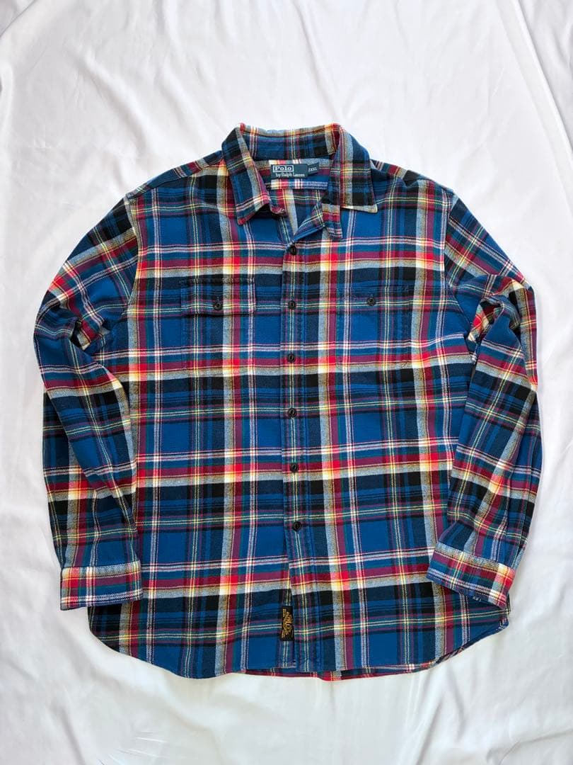 ポロ ラルフローレン 長袖シャツ ライトネルシャツ XXL ガチャポケ