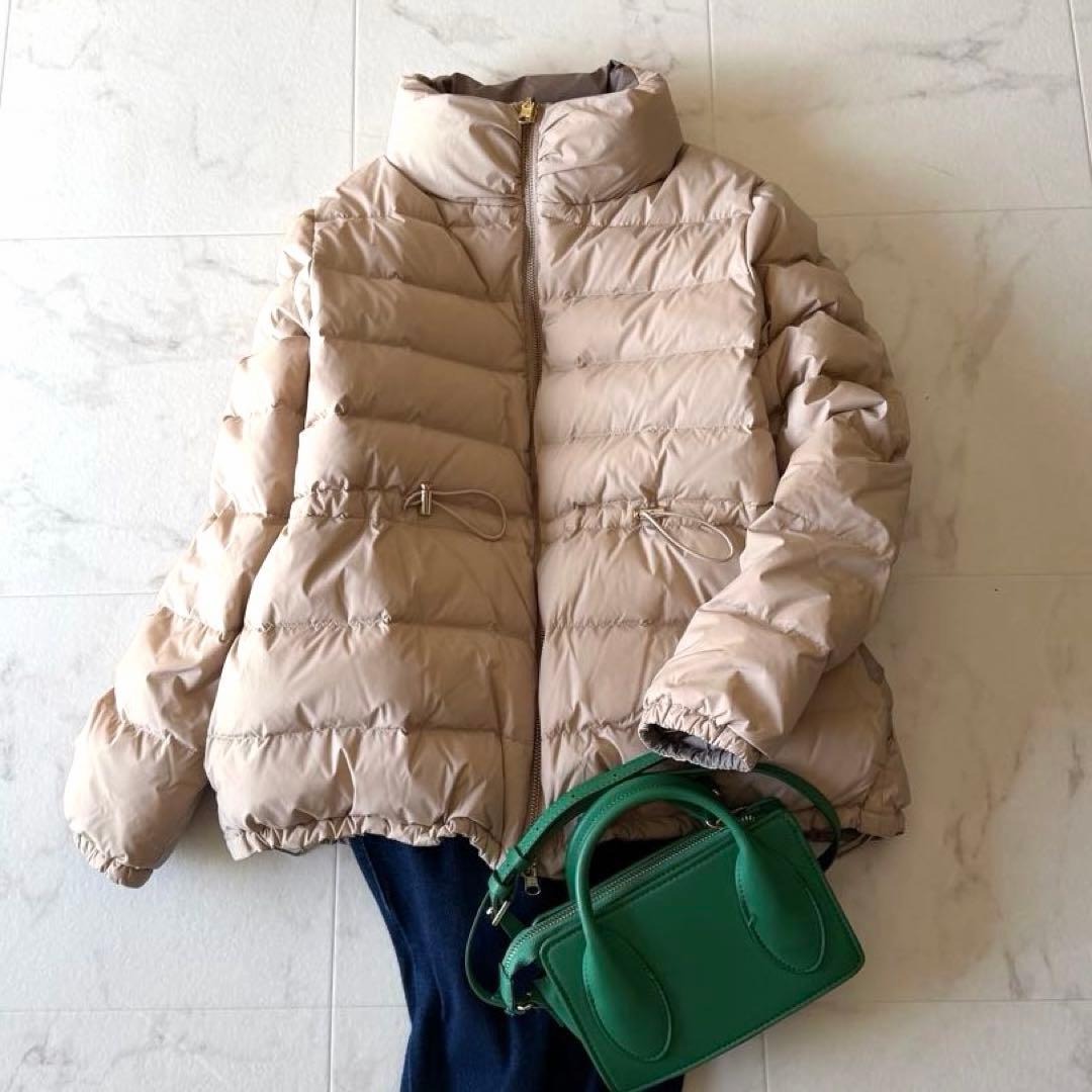 美品*デミルクスビームス リバーシブル ダウンジャケット36ベージュ系