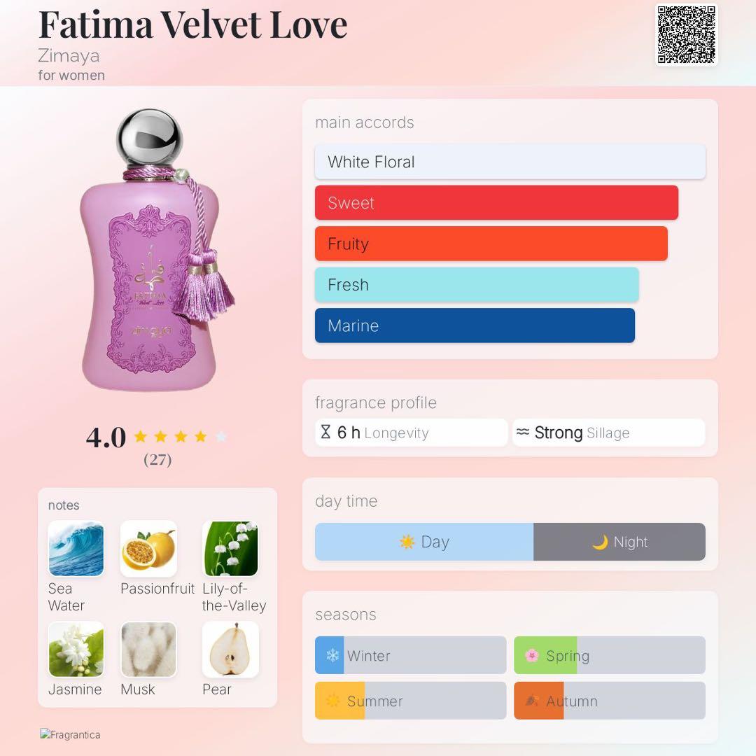 Fatima Velvet Love Zimaya 香水 100ml - メルカリ