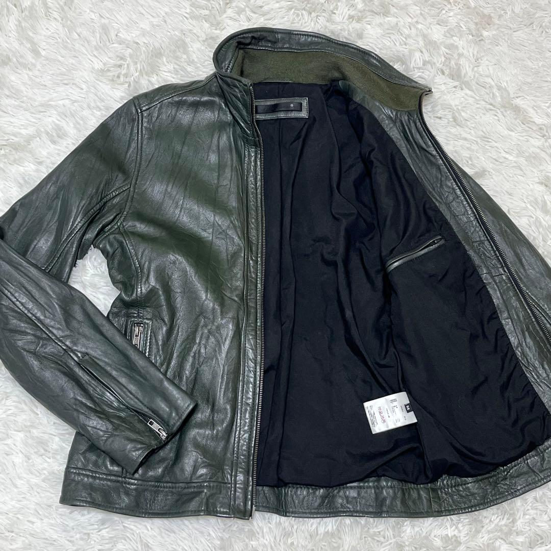 希少色✨リューグーレザーズ シングルライダース カーキ ラムレザー シワ加工 希少色✨リューグーレザーズ シングルライダース カーキ ラムレザー