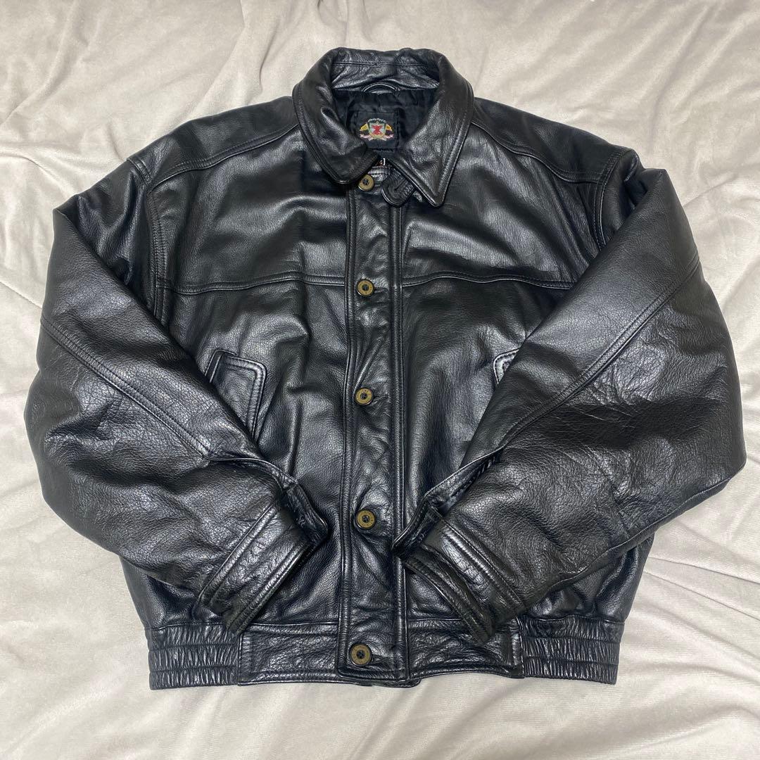 90s ixiz 牛革　本革レザージャケット ixiz レザージャケット ラムレザー 短丈 ボックスシルエット M CE43