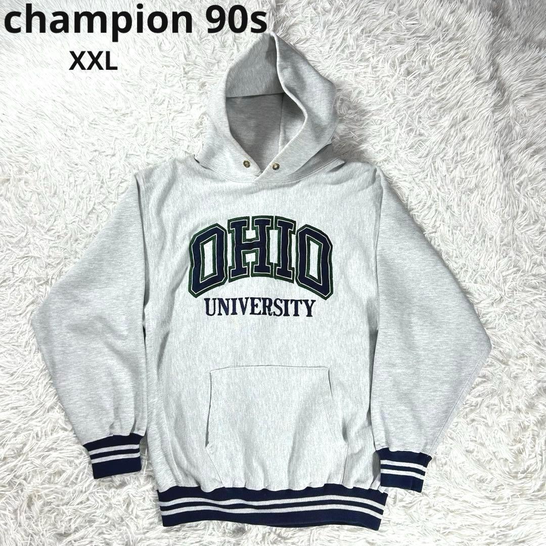 希少✨champion リバースウィーブ 90s XXL カレッジロゴ　パーカー Champion - 90s Champion ヴィンテージ リバースウィーブ カレッジ