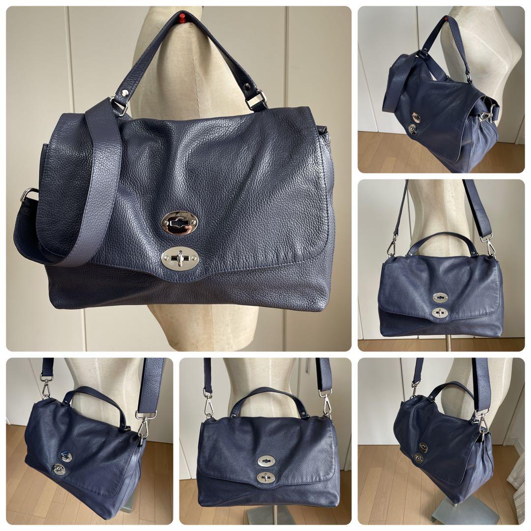 ザネラート ZANELLATO 2wayショルダーバッグポスティーナ中古ネイビー