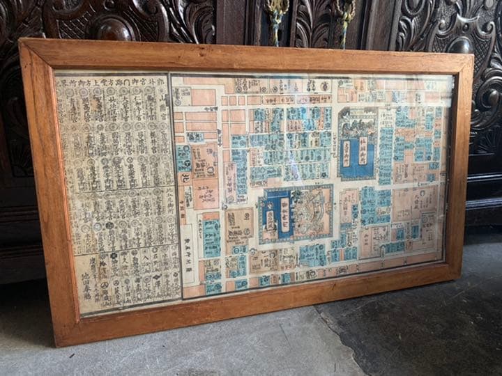 昭和　アンティーク　レトロ　絵　京都　寺社仏閣　神社　地図