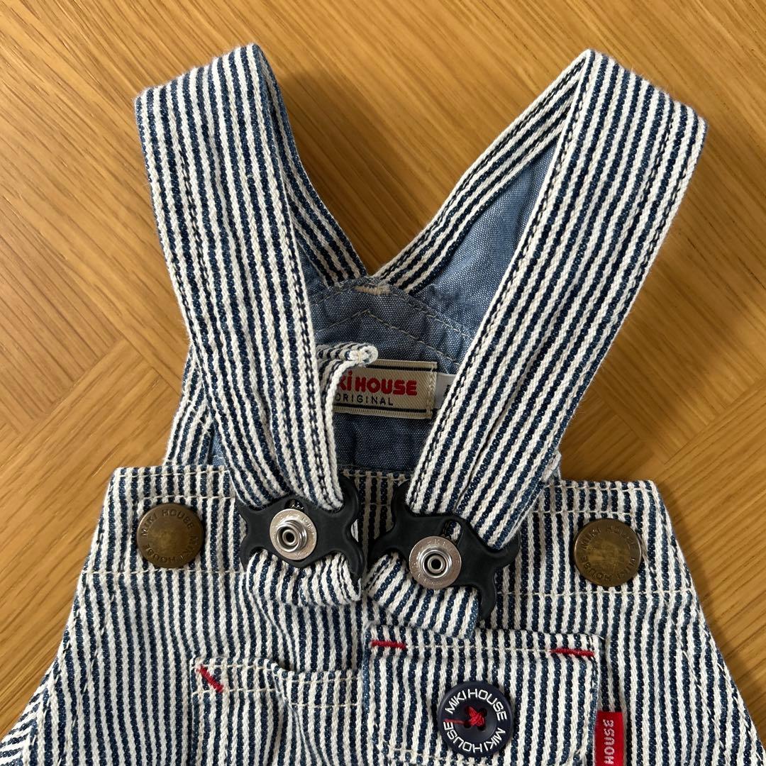 ミキハウス ストライプオーバーオール M - メルカリ