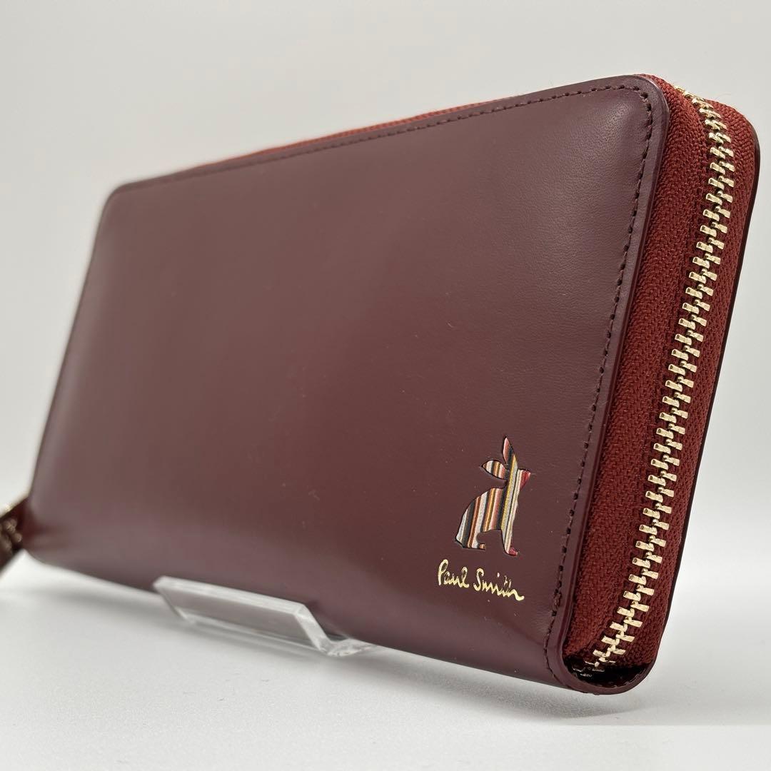 希少色✨️ポールスミス ラビット ラウンドファスナー長財布 レッド レザー 本革