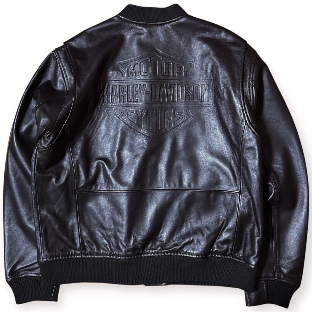 タグ付 純正 HARLEY DAVIDSON 羊革 レザージャケット 黒 L Harley Davidson（ハーレー・ダビッドソン） ハーレーダビッドソン純正