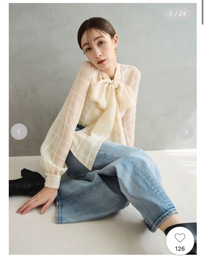 【タグ付き】フレイアイディー　ビックボウタイブラウス　CHECK ビッグボウタイブラウス｜FRAY I.D フレイ・アイディー