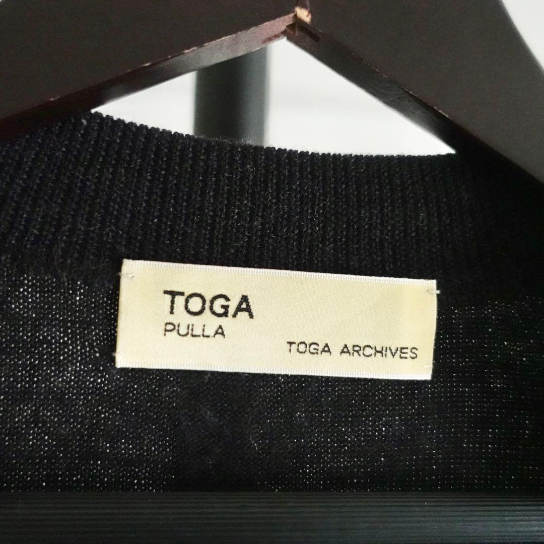 TOGA PULLA ウール ベルテッドニットジャケット ブラック トーガプルラ