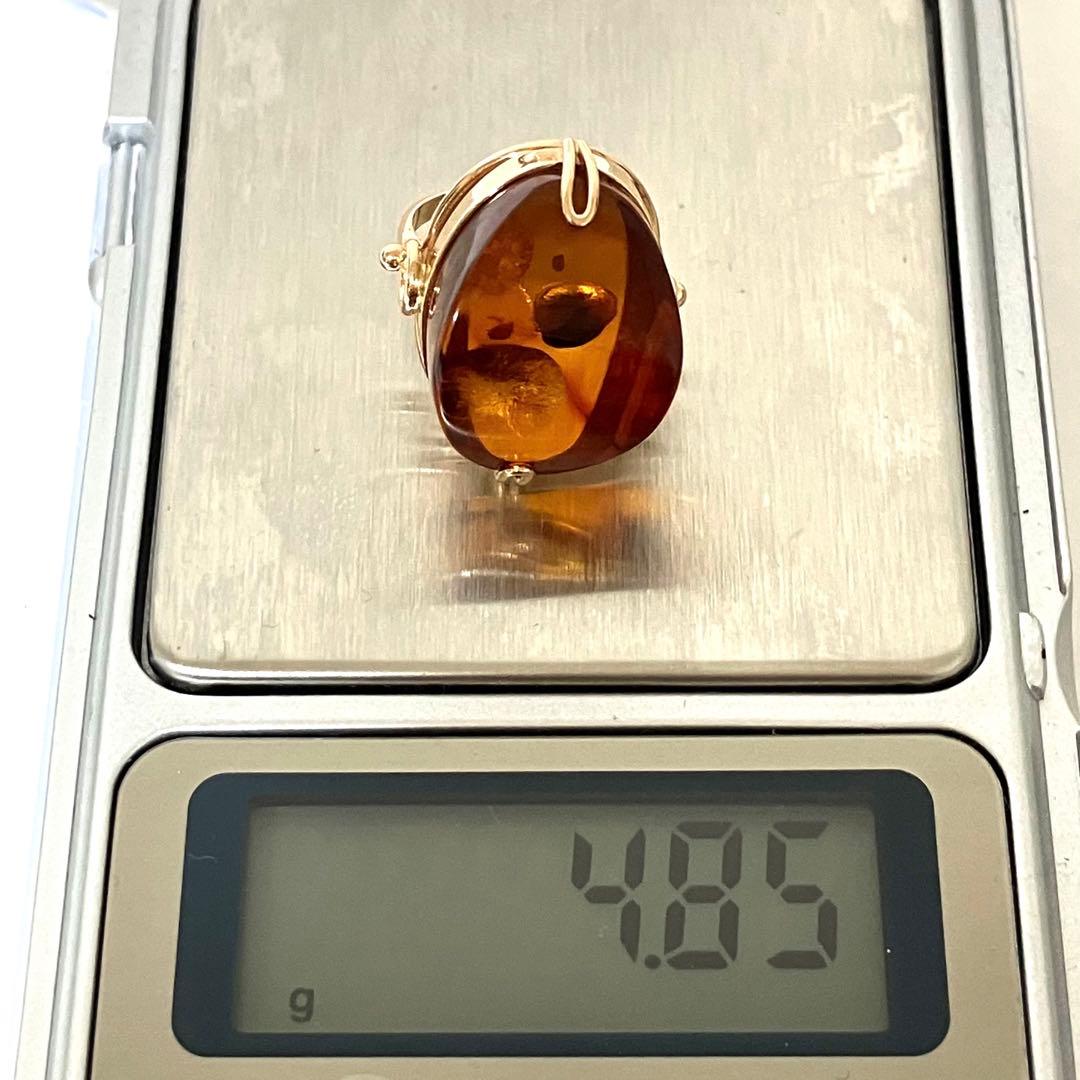 K14 14k 583 amber 旧ソ連 ソビエト 琥珀 ヴィンテージ リング - メルカリ