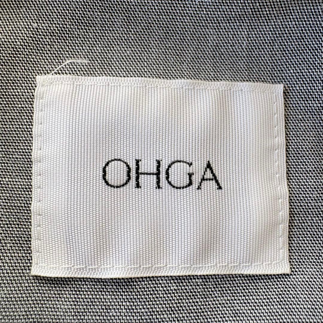 オーガ フリルシャツ ノーカラー ラウンドヘム サイドスリット グレー