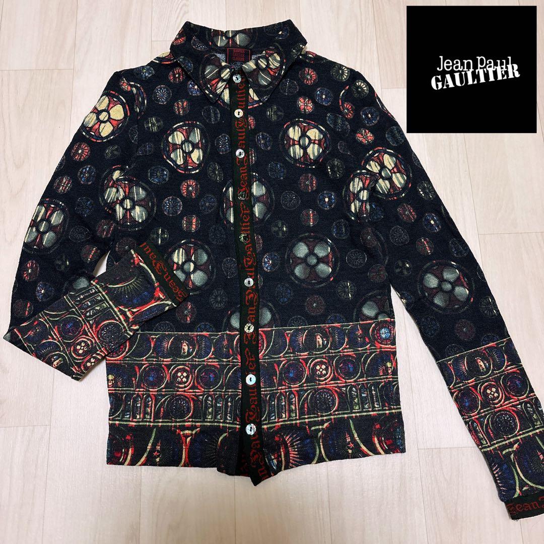 希少★Jean Paul GAULTIER★総柄★シャツ★伸縮★48★アート柄