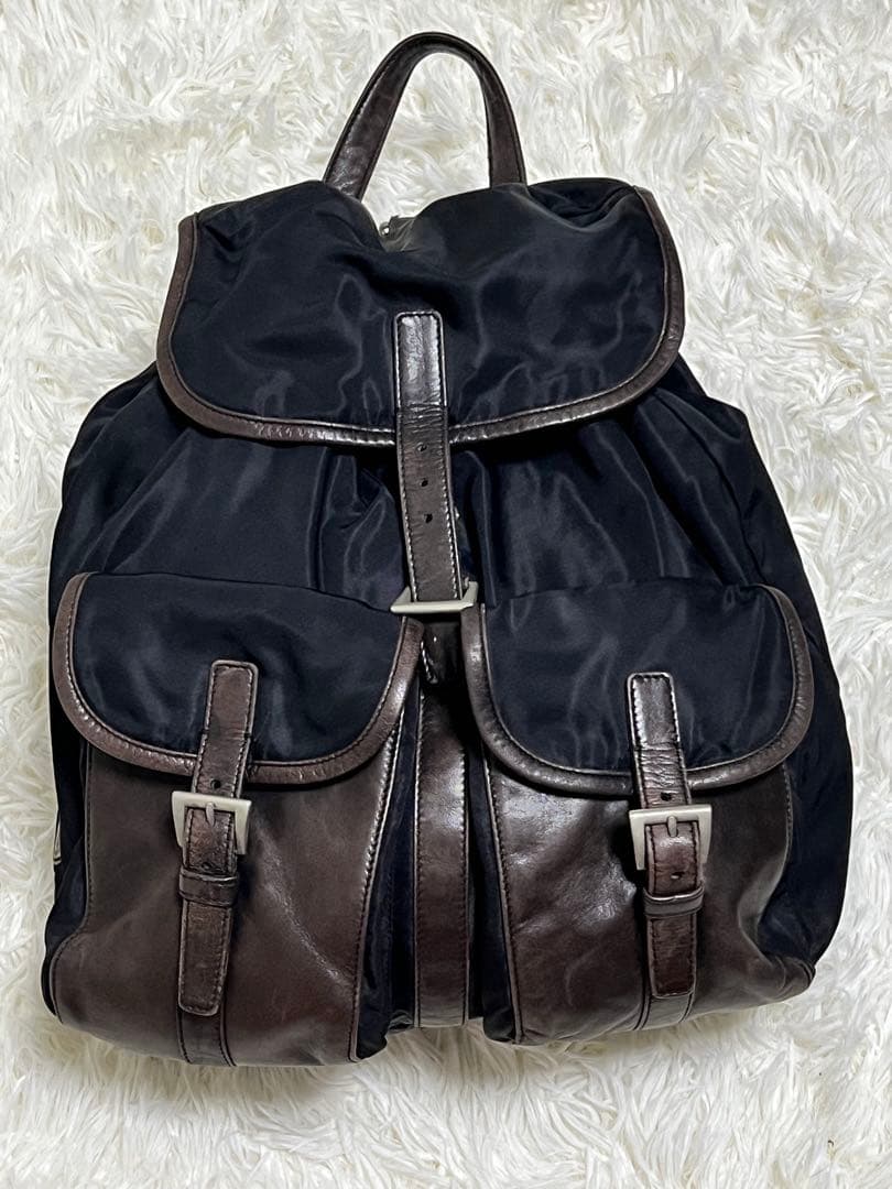 PRADA プラダ　リュック　レザー　テスートナイロンバックパック初売りセール
