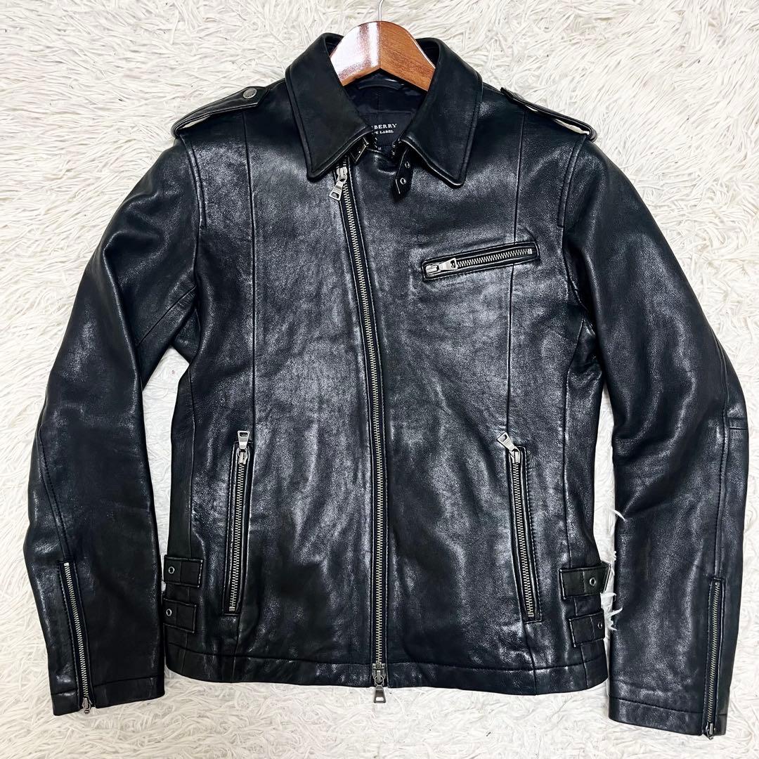 美品✨バーバリーブラックレーベル レザージャケット ダブルライダース 羊革 黒M 美品】高級 BURBERRY BLACKLABEL ライダースジャケット M｜Yahoo