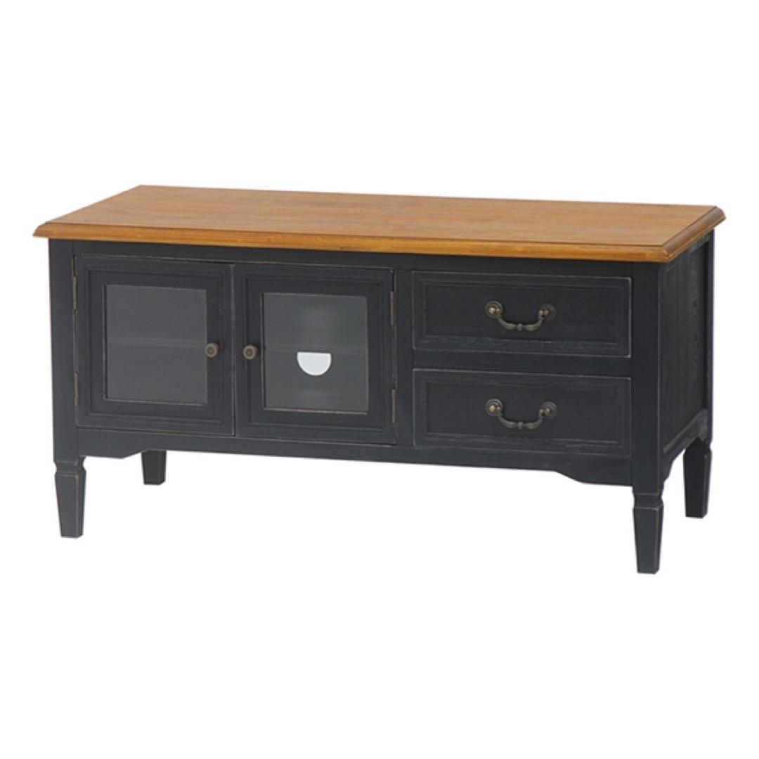 生産終了希少 テレビ台 ローボード アンティーク調 黒 幅90cm テレビボード